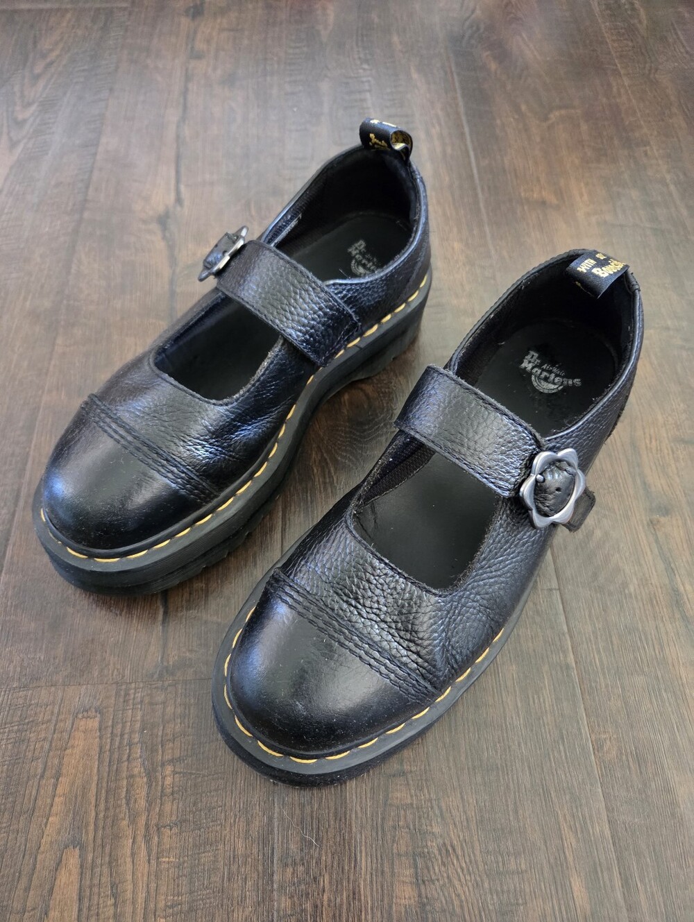 Dr. Martens Addina Flower Buckle Leather Platform Mary Jane Size 10 Womens